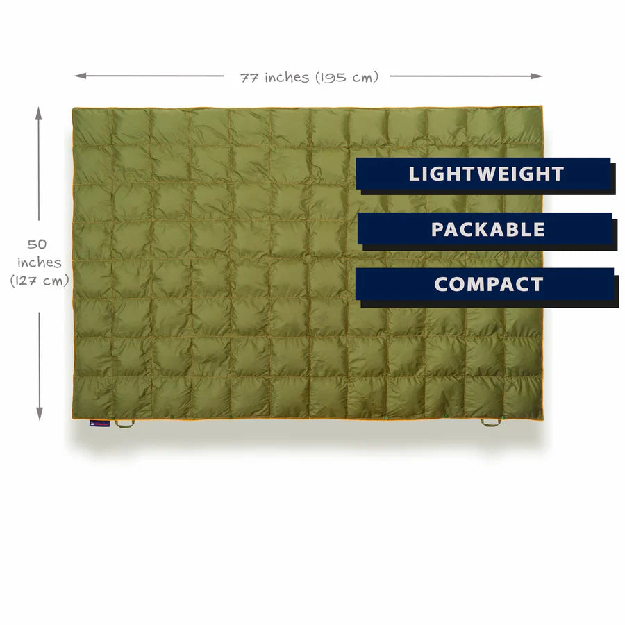 Down puffy camping blanket