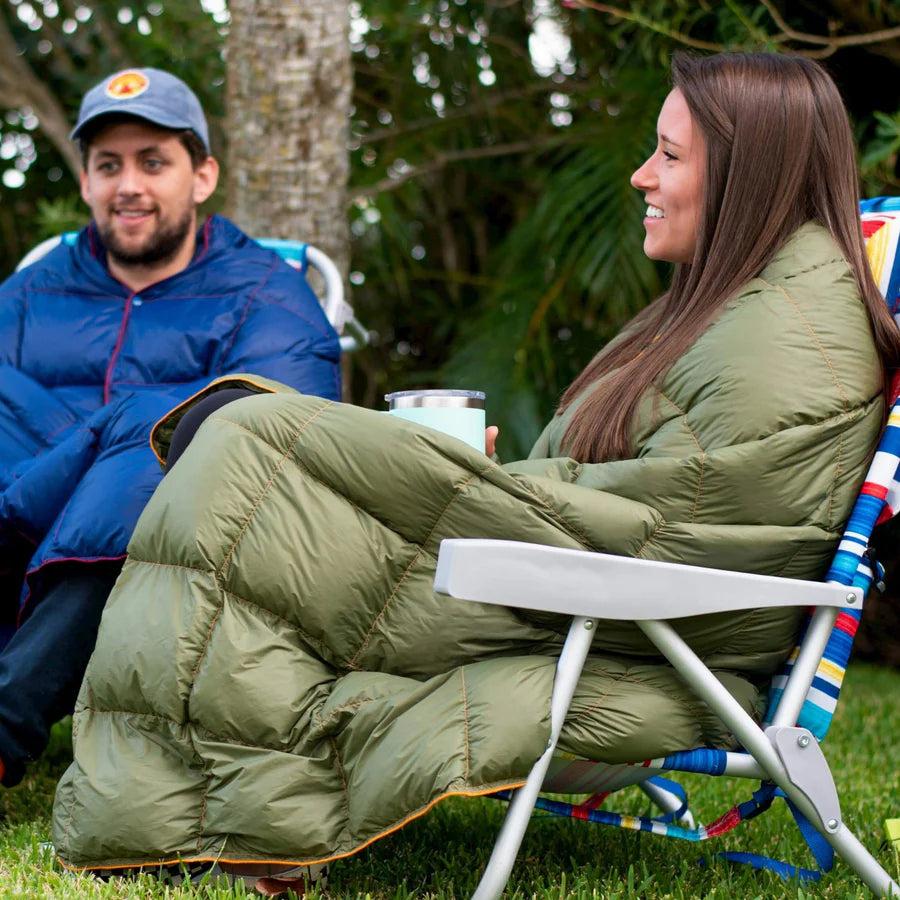 Down puffy camping blanket