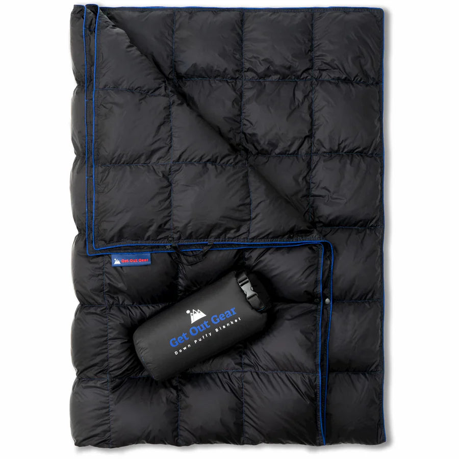 Down puffy camping blanket