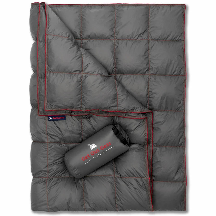 Down puffy camping blanket