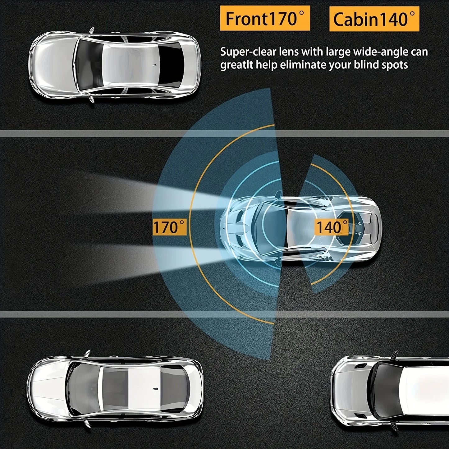 1080P WIFI Dual Camera Dash Cam for Cars | Front and Inside Car Camera with IR Night Vision | Loop Recording Wide Angle Car DVR Camera