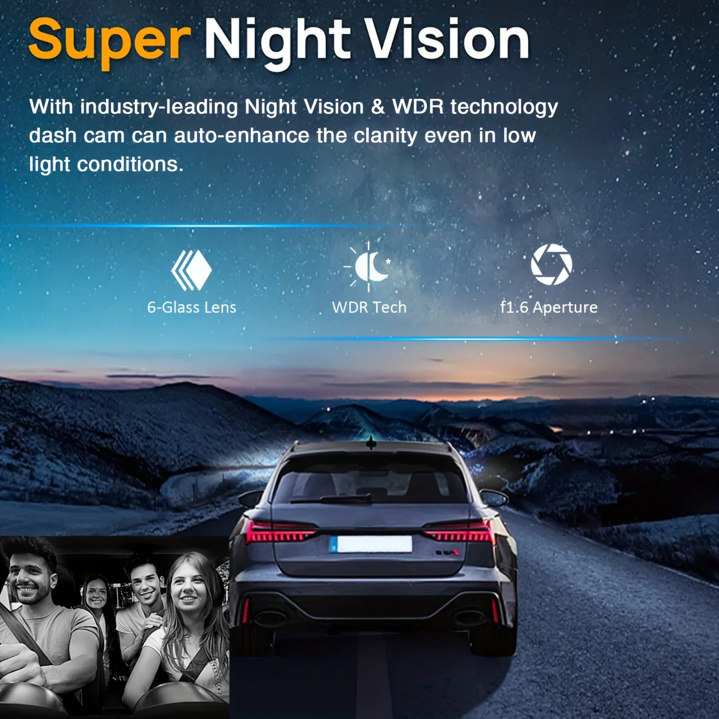 1080P WIFI Dual Camera Dash Cam for Cars | Front and Inside Car Camera with IR Night Vision | Loop Recording Wide Angle Car DVR Camera