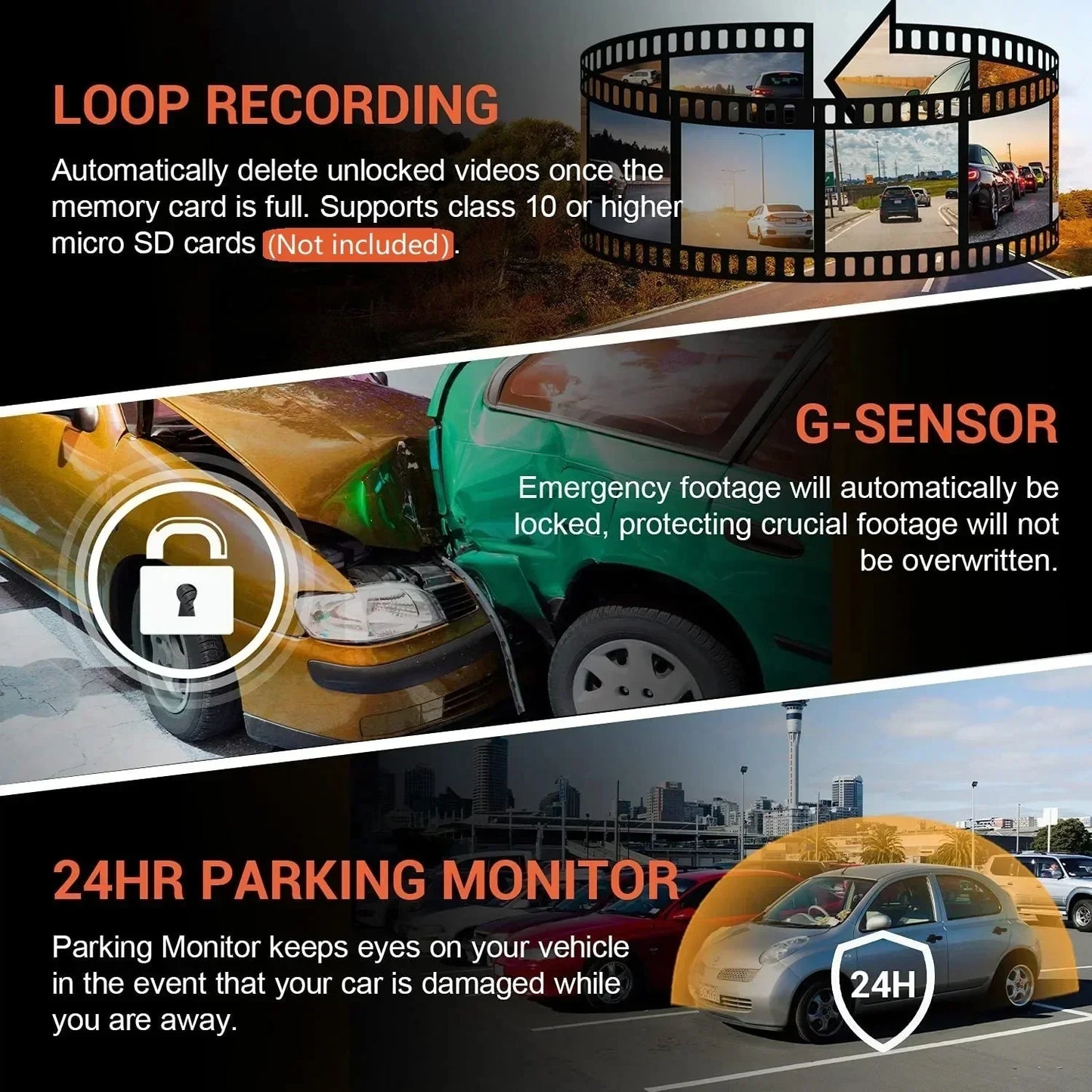 1080P WIFI Dual Camera Dash Cam for Cars | Front and Inside Car Camera with IR Night Vision | Loop Recording Wide Angle Car DVR Camera