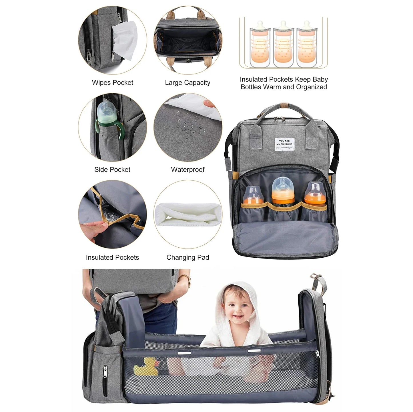 Diaper Bag Backpack with Changing Station